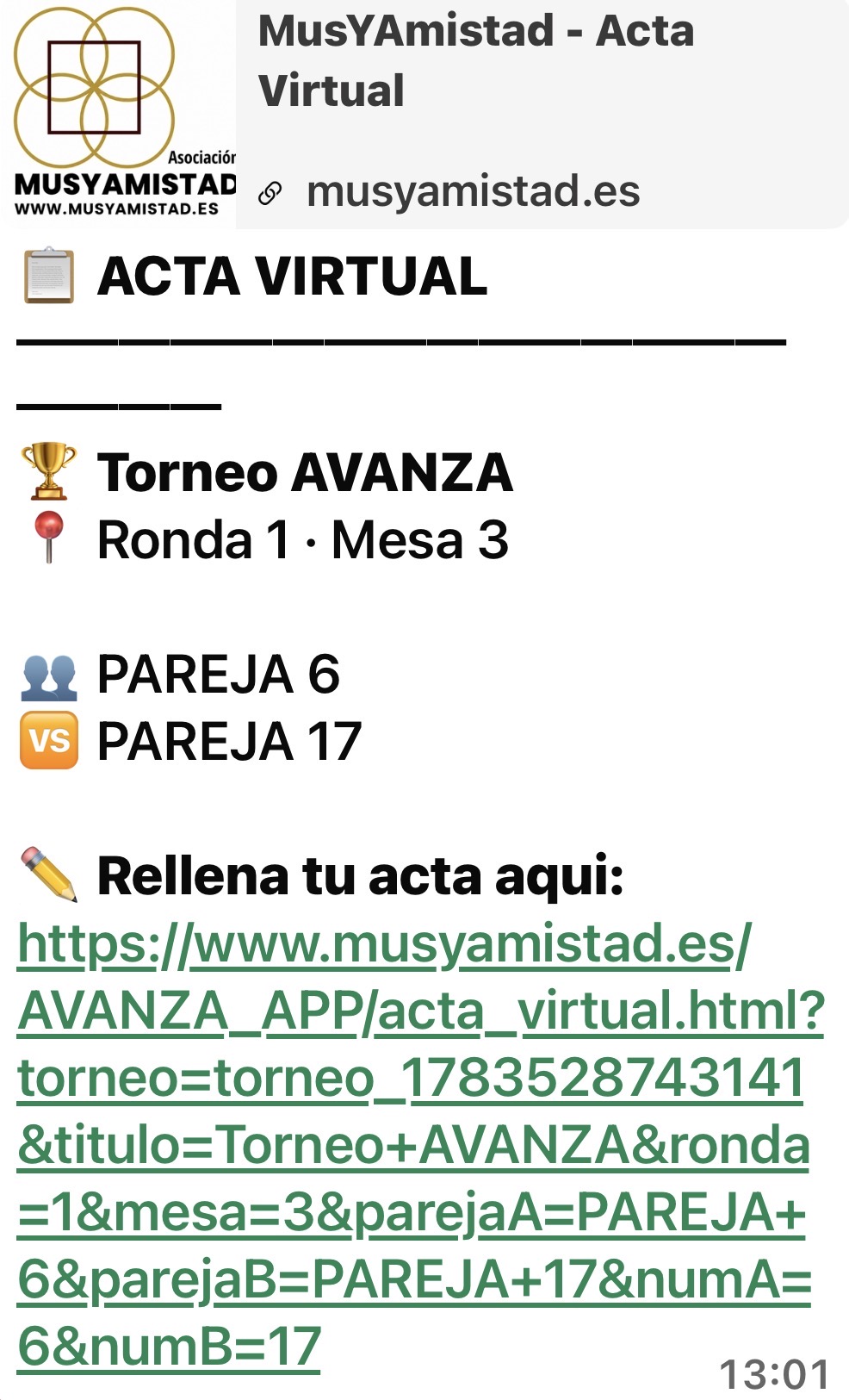 Paso 1: WhatsApp con enlace al acta